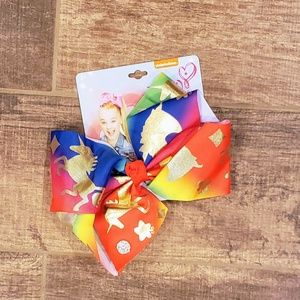 JoJo Siwa 8" Bow, Rainbow w/Gold Unicorns, NWT